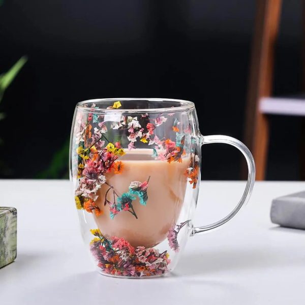 TAZA FLORES 350ML DOBLE PARED