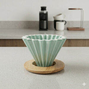 DRIPPER CERÁMICA MODELO ORIGAMI - VERDE PASTEL