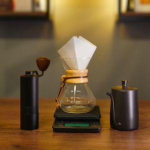 KIT BARISTA CHEMEX 400ML + BALANZA DIGITAL + MOLINILLO PRO + TETERA 400ML